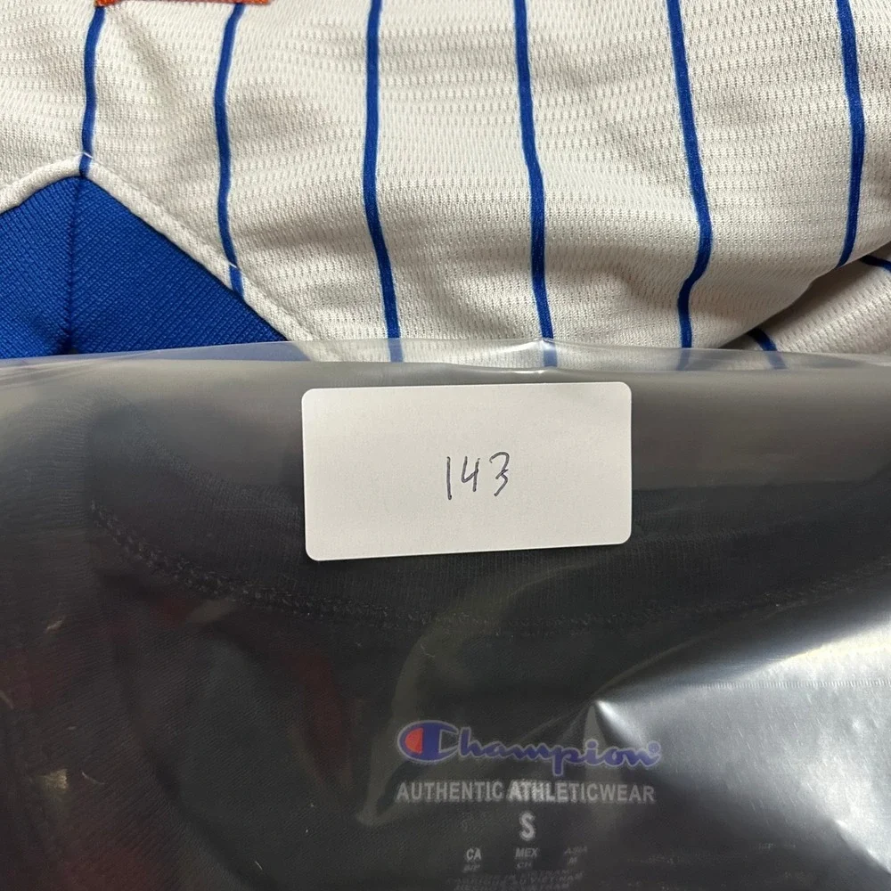 Champion T-Shirt Mens Size S Black Blue White Striped Crewneck Athletic New - Picture 6 of 6